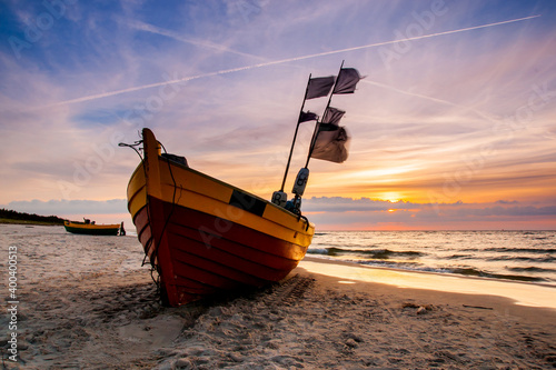 fishing boat on the beach - baltic sea