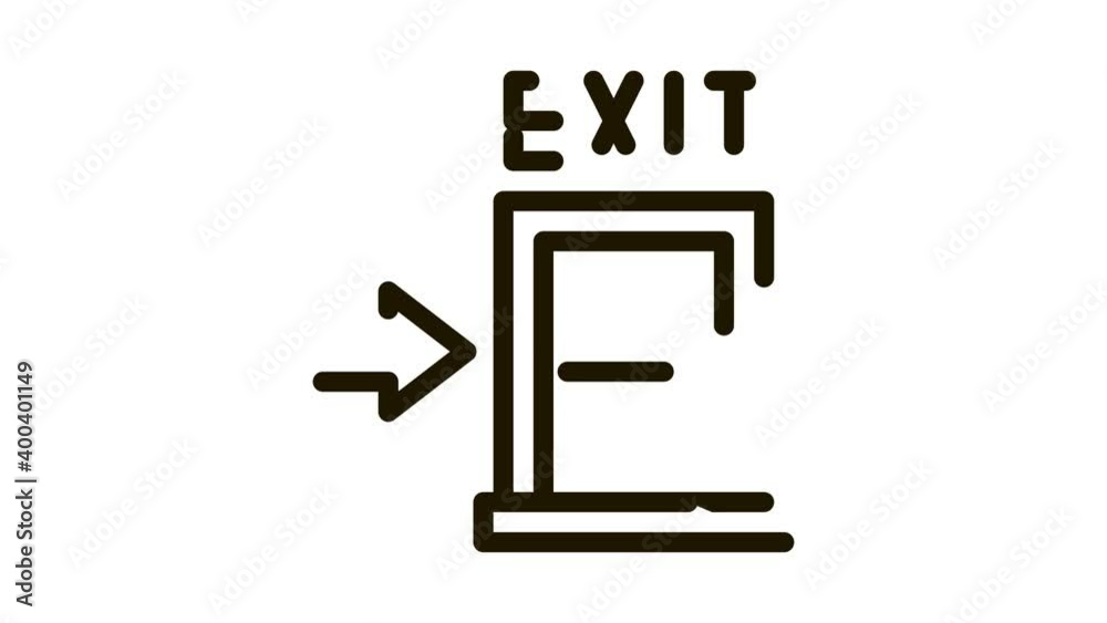Fire-escape Exit Door Icon Animation. black Fire-escape Exit Door