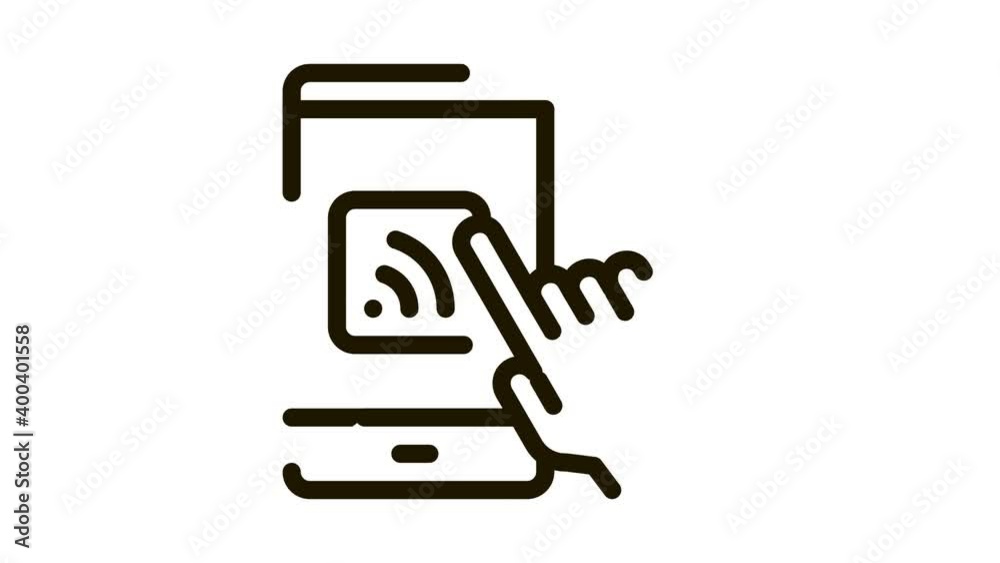 Hand Push Wifi Button Icon Animation. black Hand Push Wifi Button animated icon on white background Hand Push Wifi Button Icon Animation. black Hand Push Wifi Button animated icon on white background