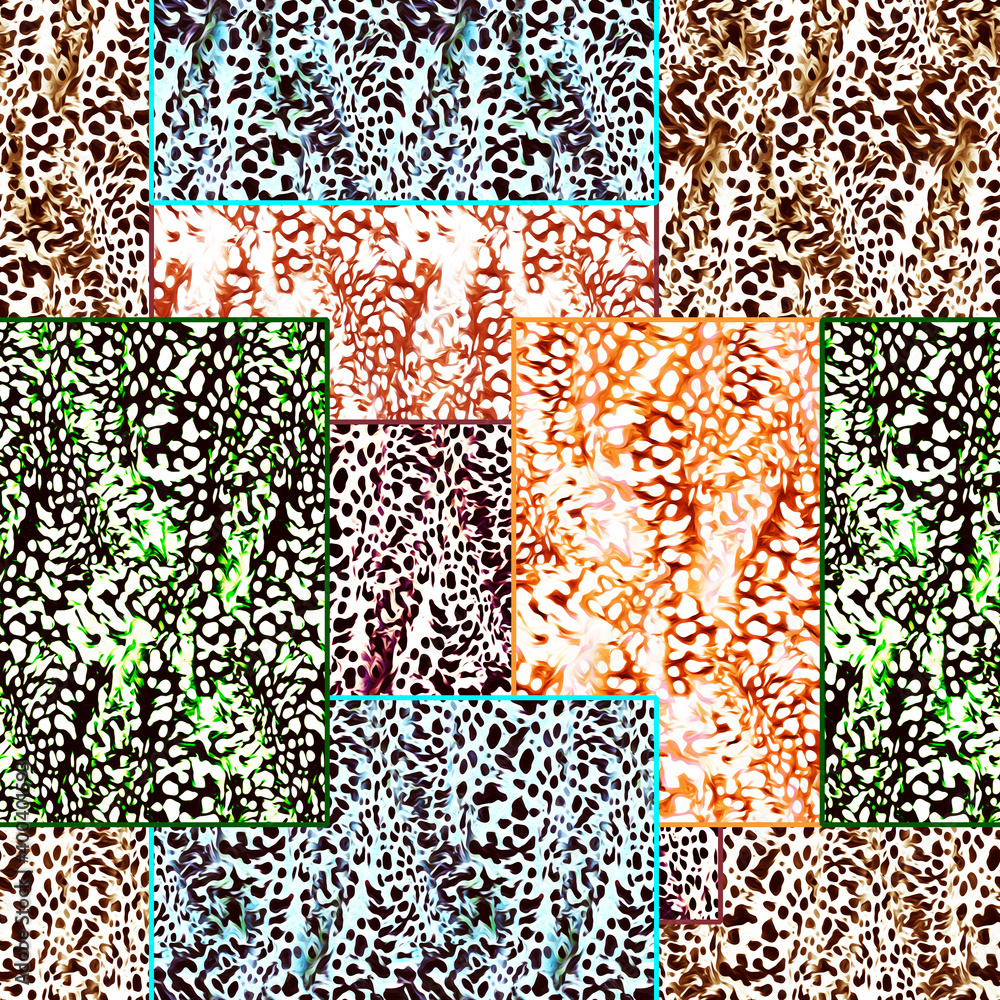 Fur abstract patchwork seamless pattern.