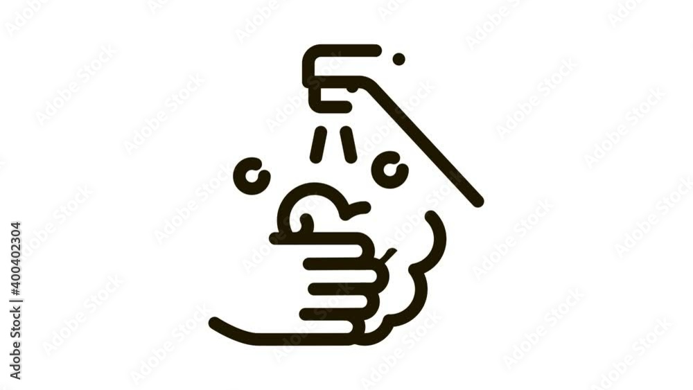 Hands Wash Water Faucet Icon Animation. black Hands Wash Water Faucet animated icon on white background Hands Wash Water Faucet Icon Animation. black Hands Wash Water Faucet animated icon on white background