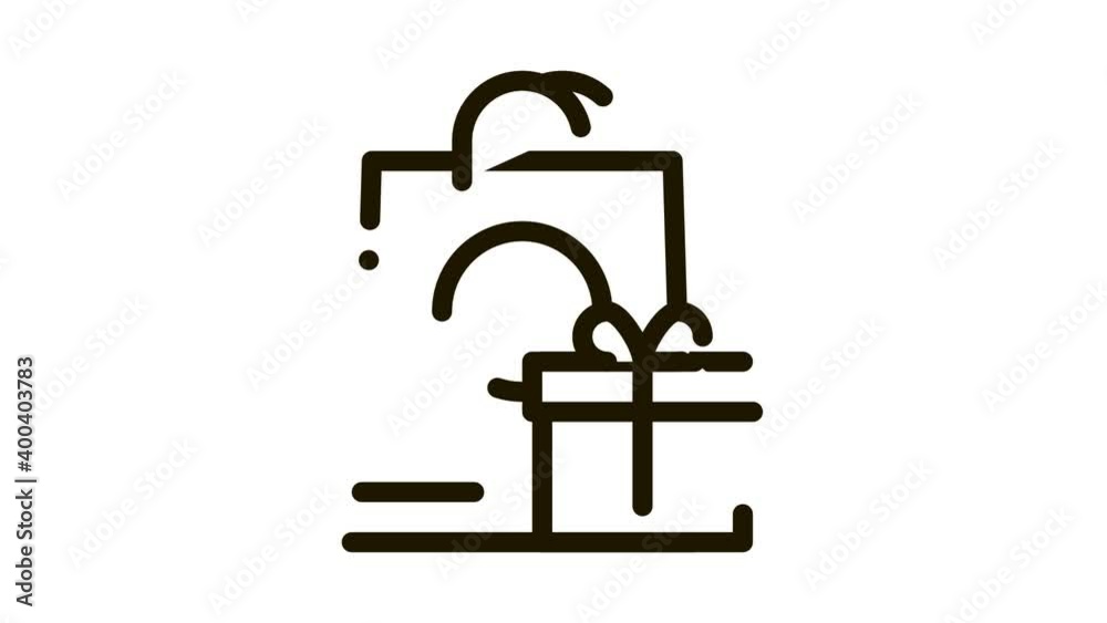 Shopping Bag with Gift Inside Icon Animation. black Shopping Bag with Gift Inside animated icon on white background Shopping Bag with Gift Inside Icon Animation. black Shopping Bag with Gift Inside animated icon on white background