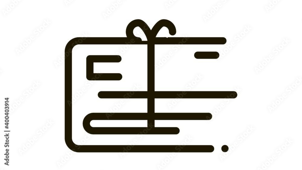 Gift Certificate with Bow Icon Animation. black Gift Certificate with Bow animated icon on white background Gift Certificate with Bow Icon Animation. black Gift Certificate with Bow animated icon on white background