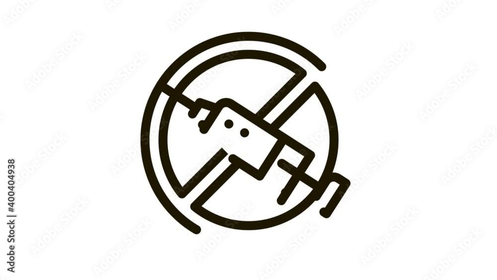 Categorical Injection Ban Icon Animation. black Categorical Injection Ban animated icon on white background