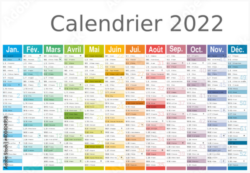 Calendrier 2022 Format 650x450 mm - Calendrier 2022 pour entreprise avec logo sur 12 mois multicaque - modifiable - texte arial	