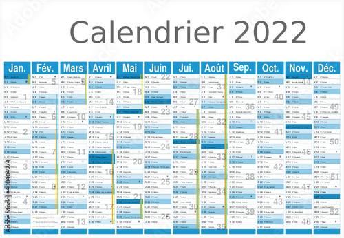 Calendrier 2022 Format 650x450 mm - Calendrier 2022 pour entreprise avec logo sur 12 mois multicaque - modifiable - texte arial	