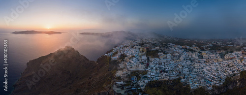 Wide panorama of Santorini island, Greece