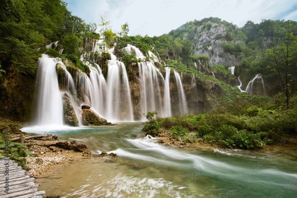 One of the most beautiful waterfall of Plitvice lakes national park in Croatia One of the most beautiful waterfall of Plitvice lakes national park in Croatia