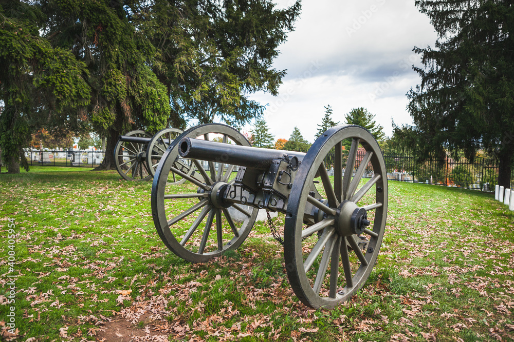 Cannon at the Soldiers' National Cemetery at the Gettysburg National Military Park in Pennsylvania