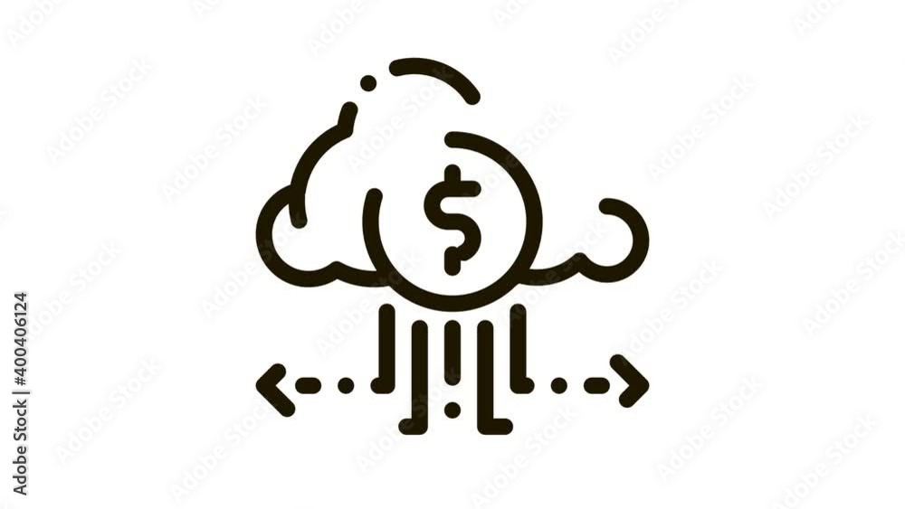 Charge Money Through Cloud Storage Icon Animation. black Charge Money Through Cloud Storage animated icon on white background Charge Money Through Cloud Storage Icon Animation. black Charge Money Through Cloud Storage animated icon on white background
