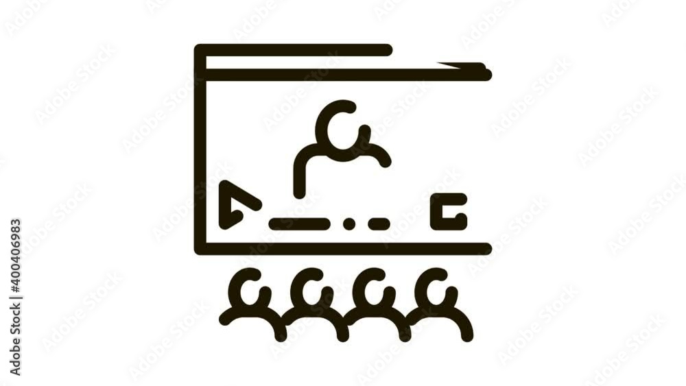Video Presentation Icon Animation. black Video Presentation animated icon on white background
