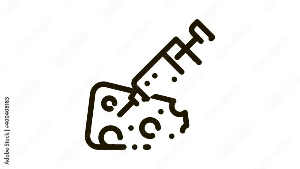 Injection into Cheese Icon Animation. black Injection into Cheese animated icon on white background Injection into Cheese Icon Animation. black Injection into Cheese animated icon on white background