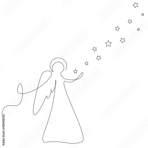 Christmas angel on white background, vector illustration