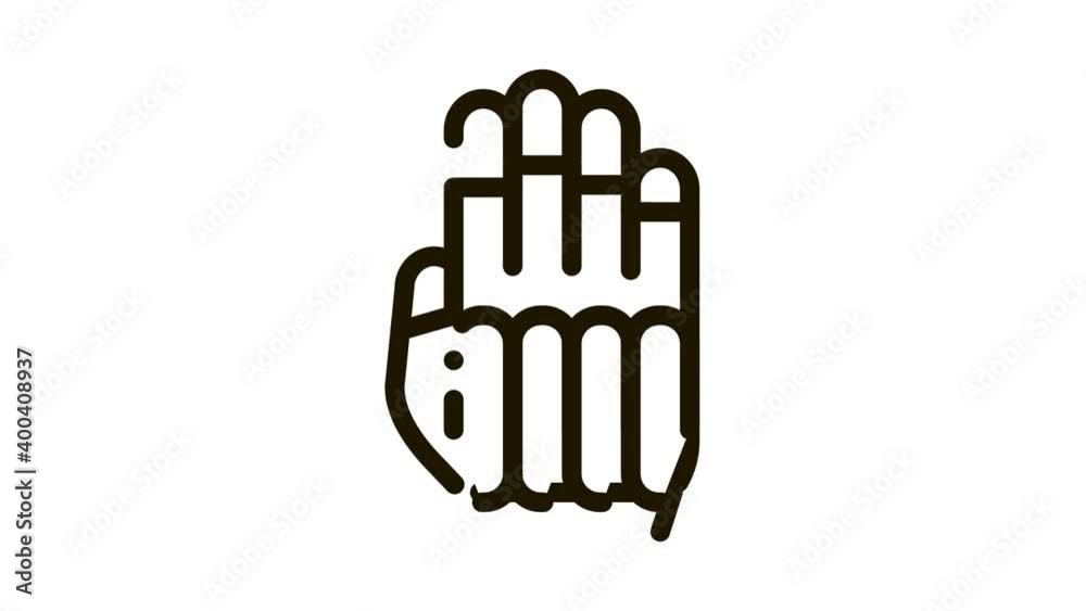 Protective Glove Icon Animation. black Protective Glove animated icon on white background