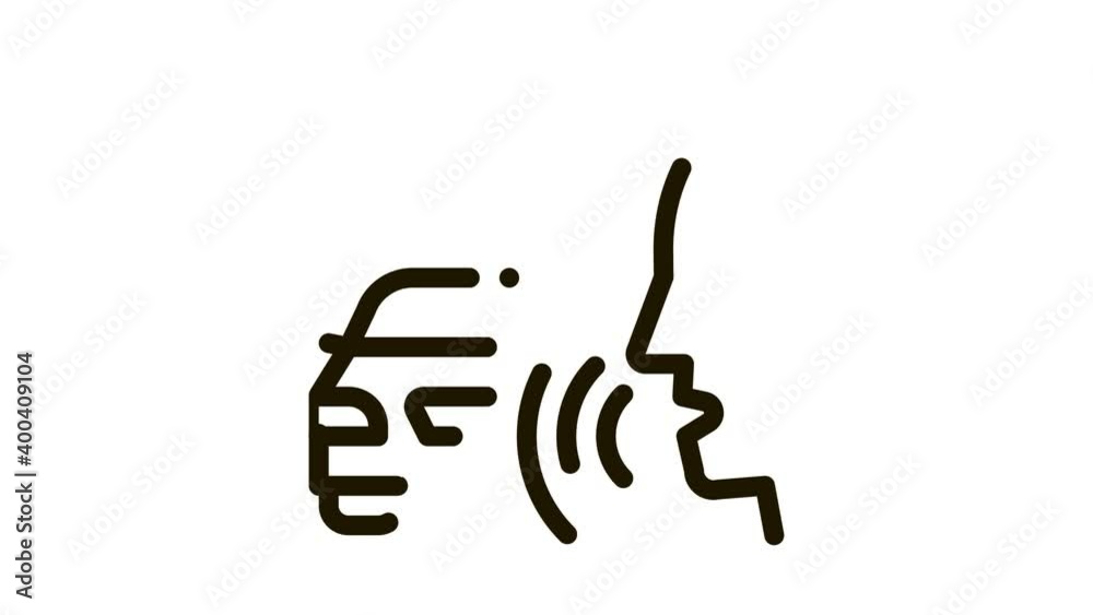 Machine Voice Control animated black icon on white background Machine Voice Control animated black icon on white background