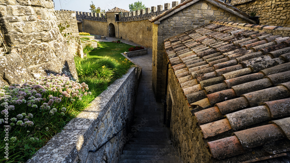 Inner courtyard of Torre Cesta, San Marino, Italy