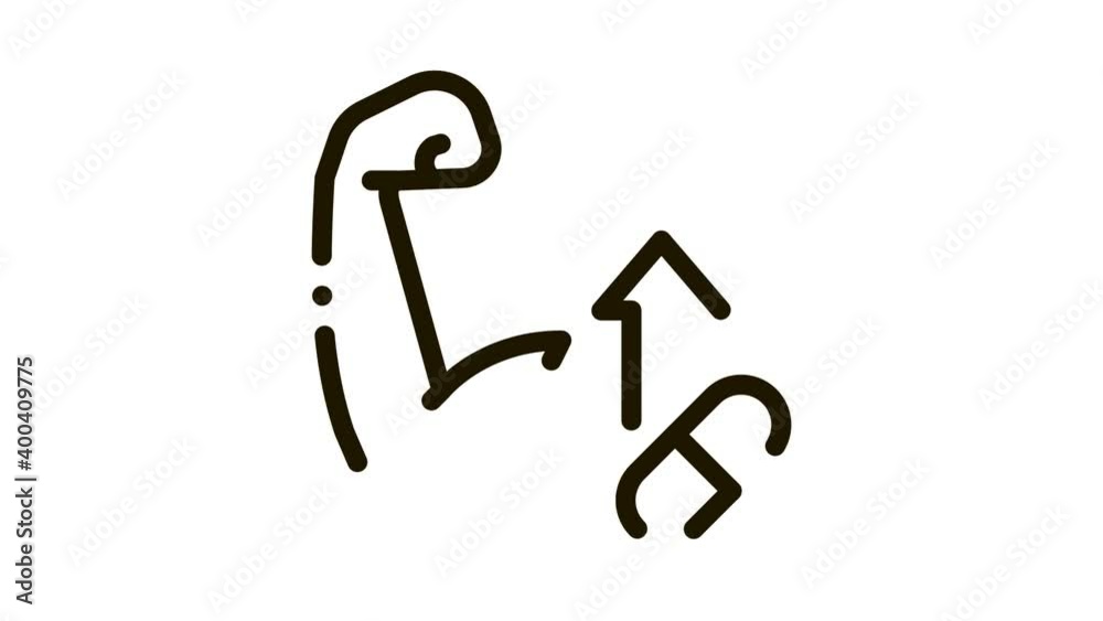 Muscle Pumping with Pills Supplements animated black icon on white background Muscle Pumping with Pills Supplements animated black icon on white background
