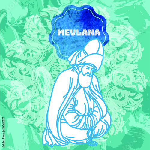 Isolated. Suitable for any print and on line media need - Turkey Konya Mevlana Mevlana Celaleddin Rumi is a symbol of tolerance and peace.