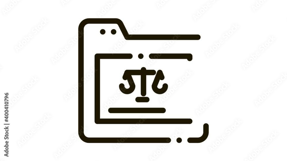 Court Folder Law And Judgement animated black icon on white background Court Folder Law And Judgement animated black icon on white background