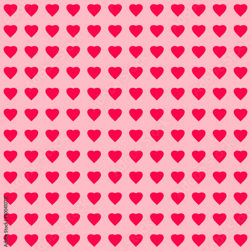 Vector illustration of hearts seamless pattern for Valentine's day. Beautiful pink-red hearts on light pink background ideal for gift wrapping, clothes textures, night suits, baby clothing, wallpaper.