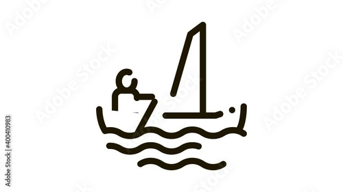 Wallpaper Mural Sailing Canoeing animated black icon on white background Torontodigital.ca