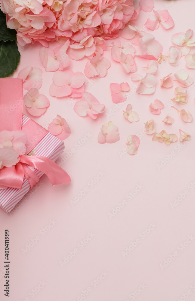 Valentine's day banner postcard or poster for sale in the store. vertically.top view.copy space