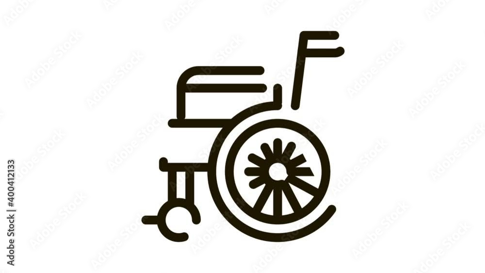 Self-Propelled Wheelchair Equipment animated black icon on white background Self-Propelled Wheelchair Equipment animated black icon on white background
