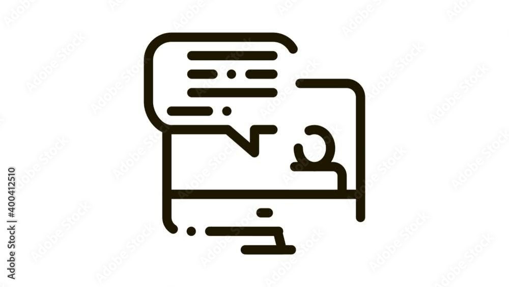 Computer Screen And Avatar Internet Discuss animated black icon on white background Computer Screen And Avatar Internet Discuss animated black icon on white background