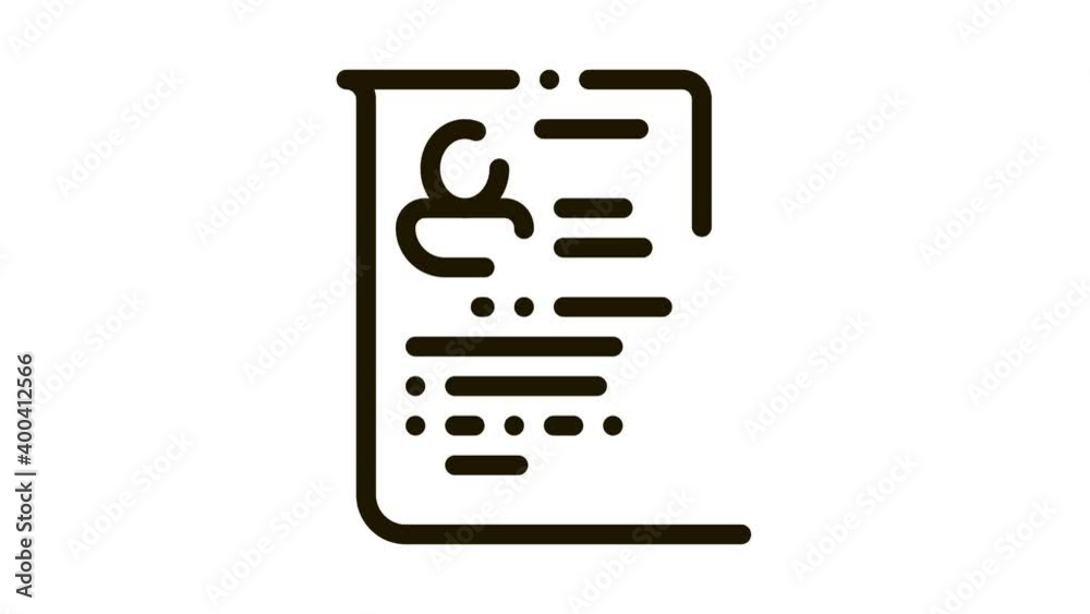 Candidate Curriculum Vitae CV Worksheet animated black icon on white background
