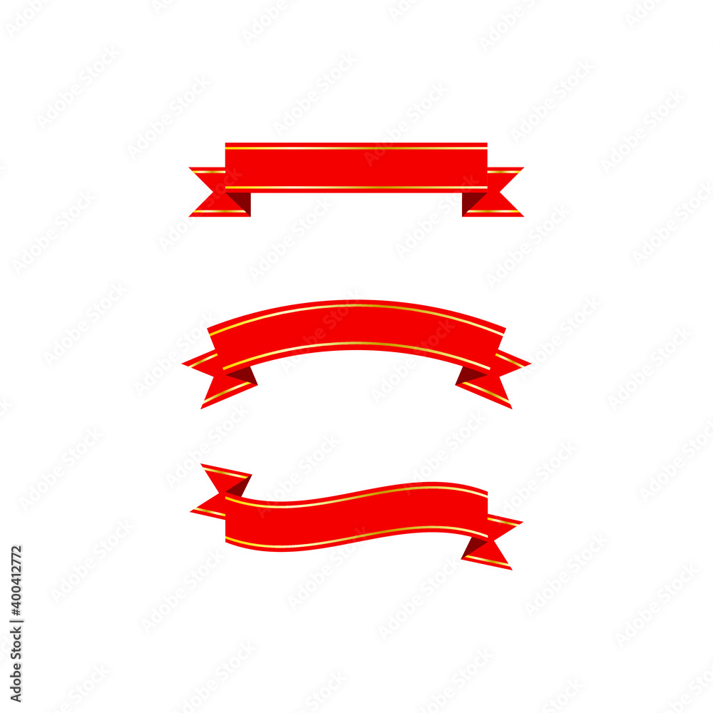 a set of red ribbon element vector illustrations