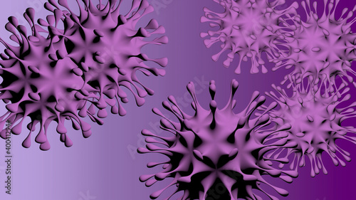 SARS-CoV-2 coronavirus pink in 3d. Dangerous non-cellular infectious virus covid-19 flu epidemics. photo