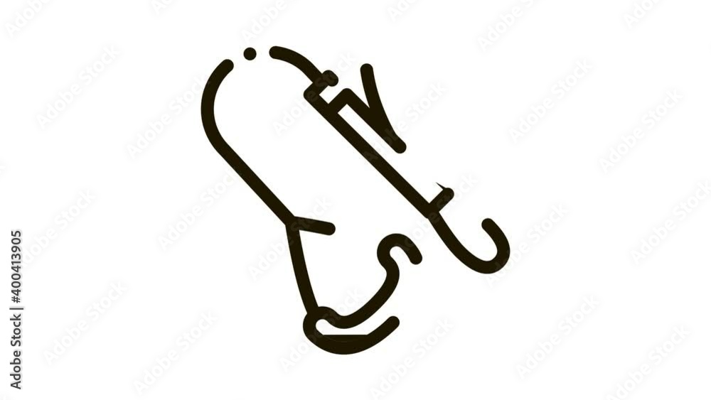 Alpinism Metallic Device With Handle animated black icon on white background Alpinism Metallic Device With Handle animated black icon on white background