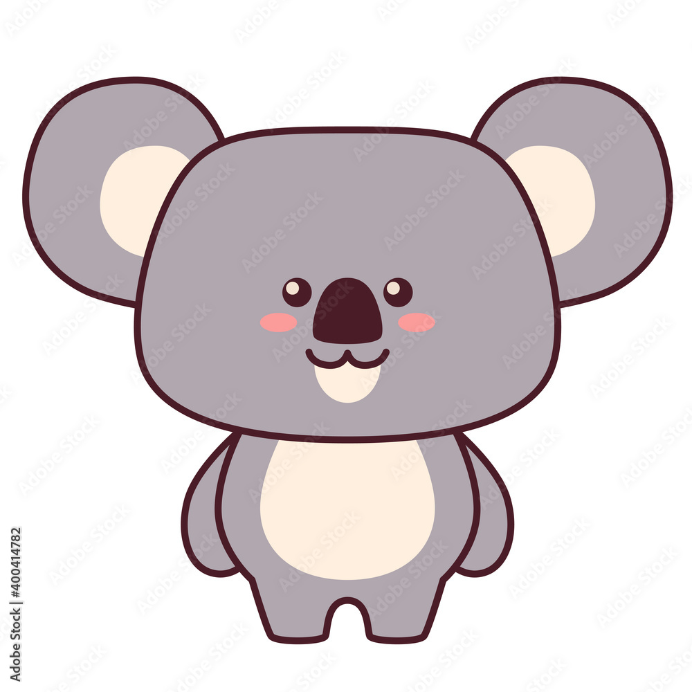 Cute little koala stands. Flat design for poster or t-shirt. Vector illustration Cute little koala stands. Flat design for poster or t-shirt. Vector illustration