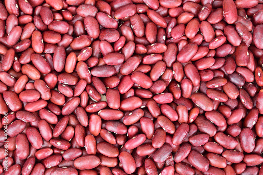 Top view of a thick layer of red beans laid out on a horizontal surface. Top view of a thick layer of red beans laid out on a horizontal surface.