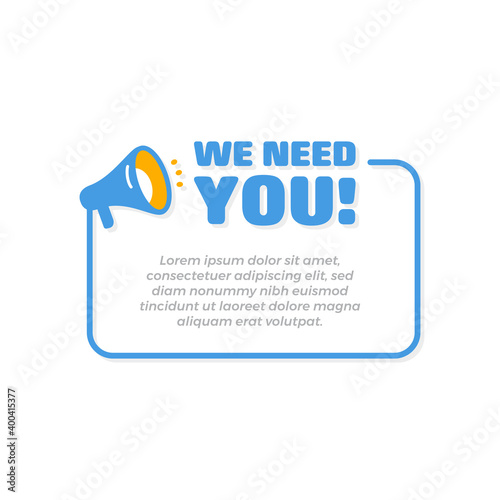 We Need You Banner Frame Template with Megaphone Icon