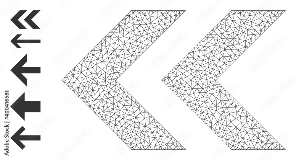 Fototapeta premium Mesh polygonal shift left icon with simple symbols created from shift left vector graphics. Frame mesh polygonal shift left. Linear frame 2D mesh in vector EPS format.