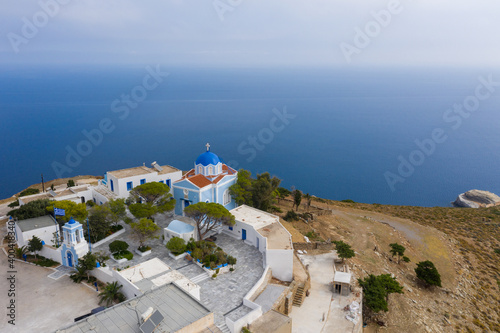 Fototapeta Naklejka Na Ścianę i Meble -  Greece. Kea island, Kastriani monastery, blue sea background.