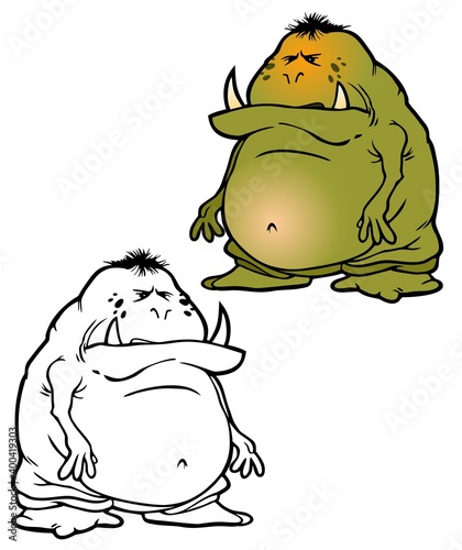 Grumpy troll, with bonus black outline version