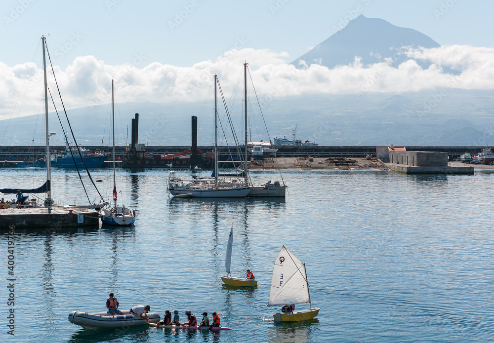 Young yachtsmen in the port of Horta, Faial Island