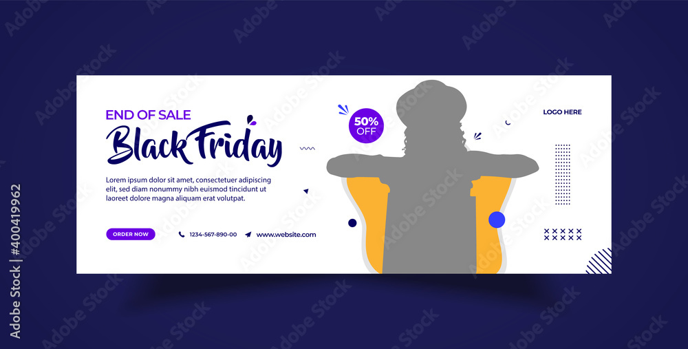 Naklejka premium Black Friday Facebook timeline cover and web banner template