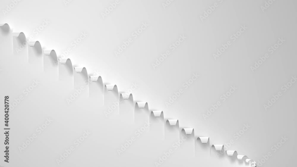 Bandes de papier qui disparaissent sur fond blanc. Vidéo en boucle . Rendu 3D
