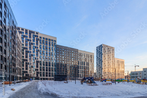 Photography facade of a residential high-rise building
