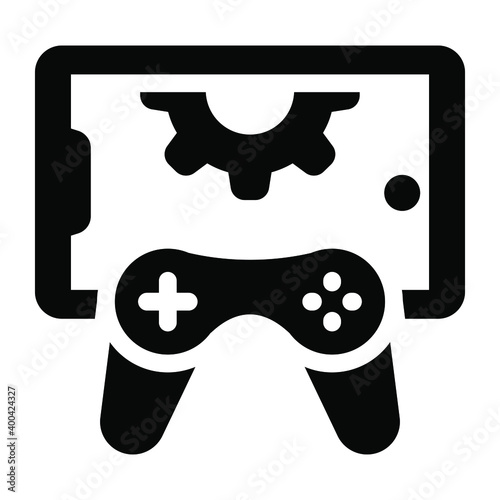 
Mobile app with console management, solid icon of game setting 
