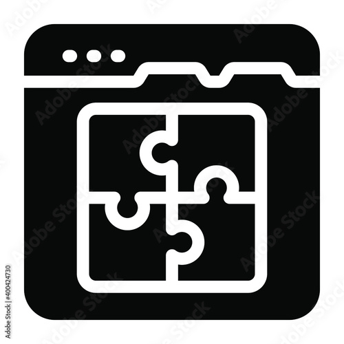 
Jigsaw inside website, online problem glyph icon
