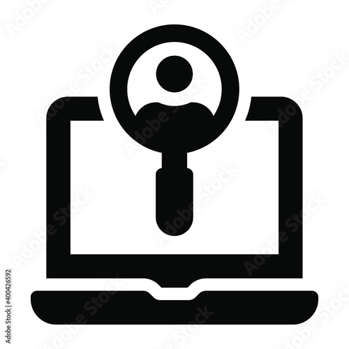 
Hr dept hiring concept, solid icon of online user find 
