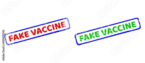 FAKE VACCINE Bicolor Rough Rectangle Stamps with Corroded Surfaces
