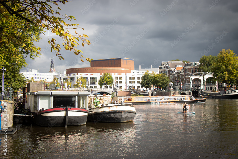 opera house of Amsterdam and Amstel river opera house of Amsterdam and Amstel river