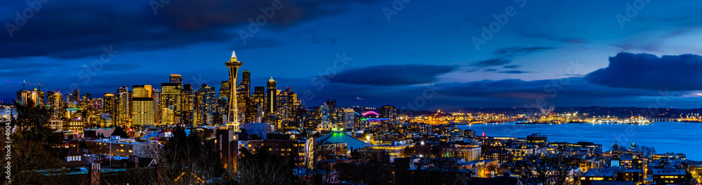 Seattle Panorama at Christmas Time