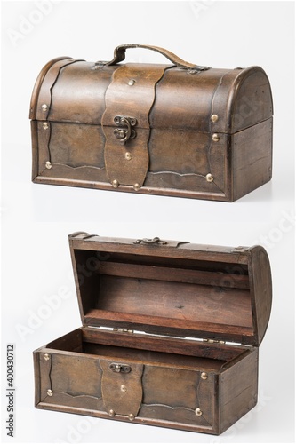 Wallpaper Mural pirate chest treasure isolated on white background - chest box in opened chest box, closed chest box storage Torontodigital.ca