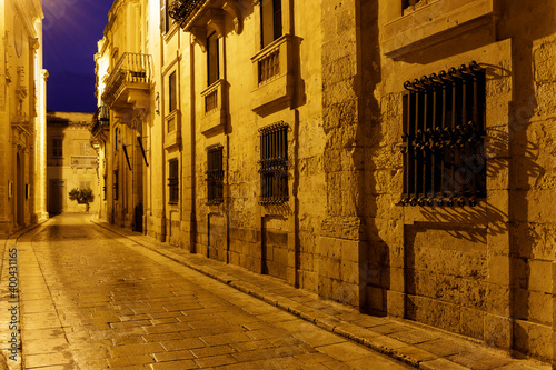 Streets at night in Mdina, Rabat, Malta. photo